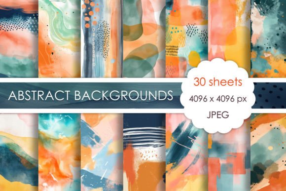 Set of 30 Abstract Watercolor Background