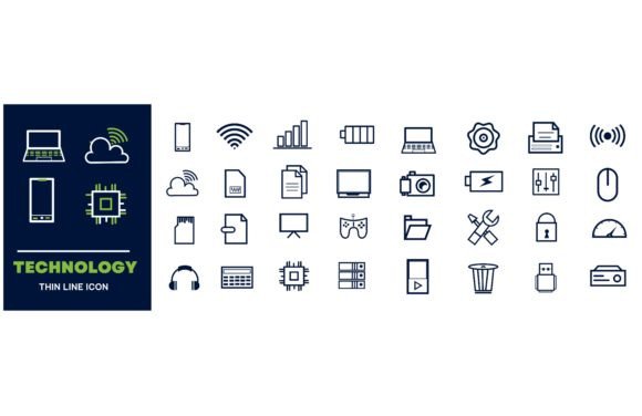 Technology Data Analytics Icon Set