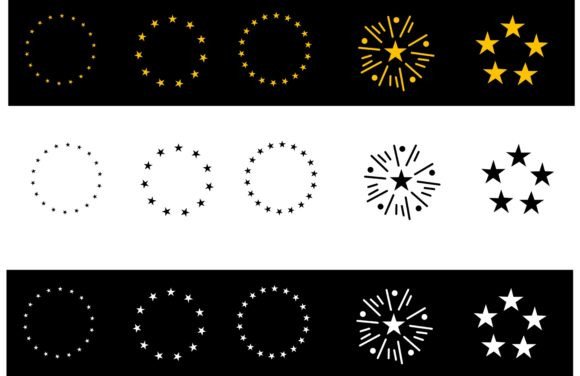 Vector Illustration Stars Circle Set