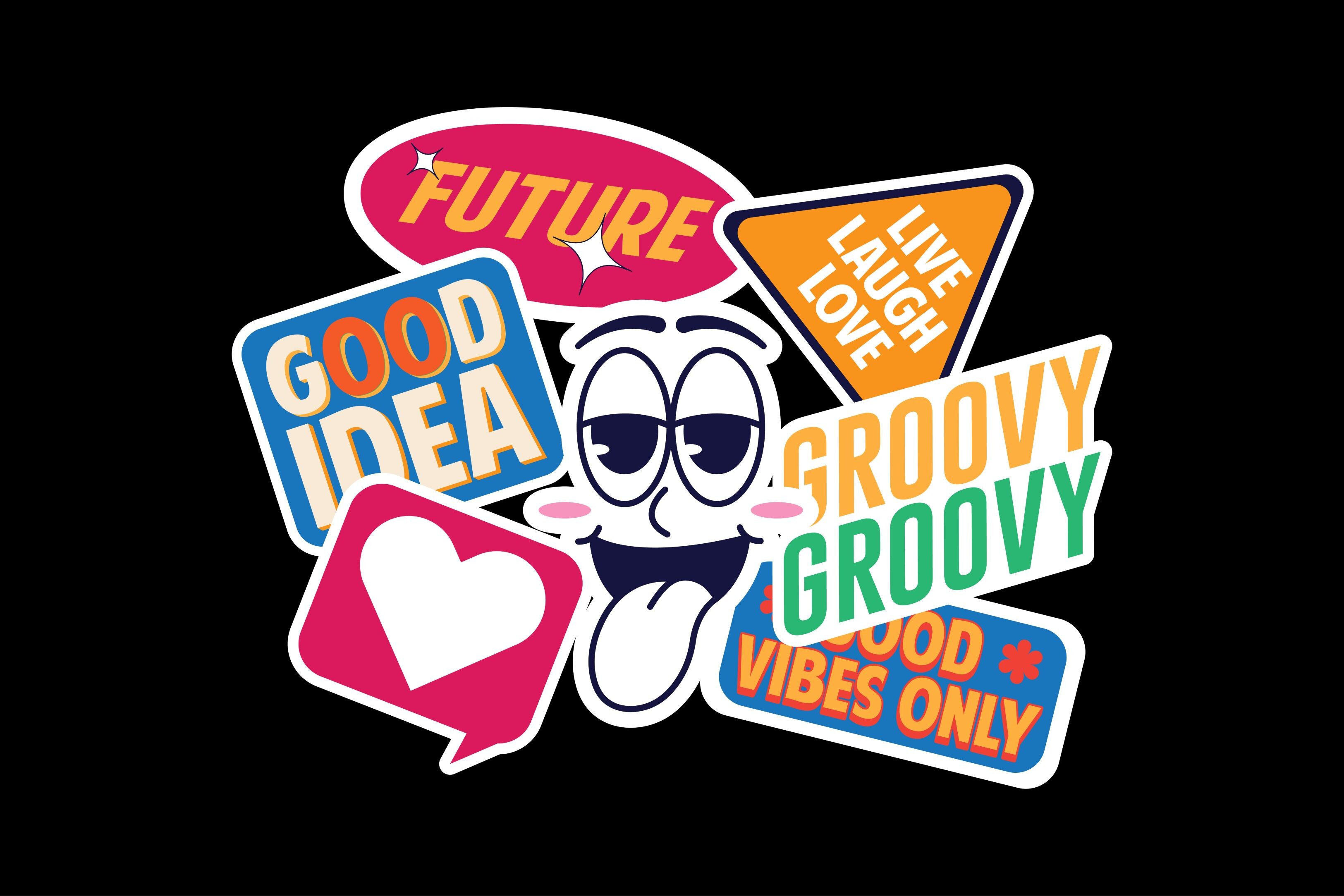 Vintage Retro Sticker Pack in 70s Style Graphic by Ozan ID · Creative ...