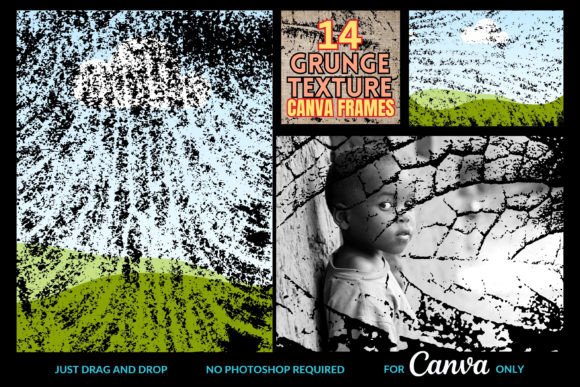14 Grunge Textures Canva Frames