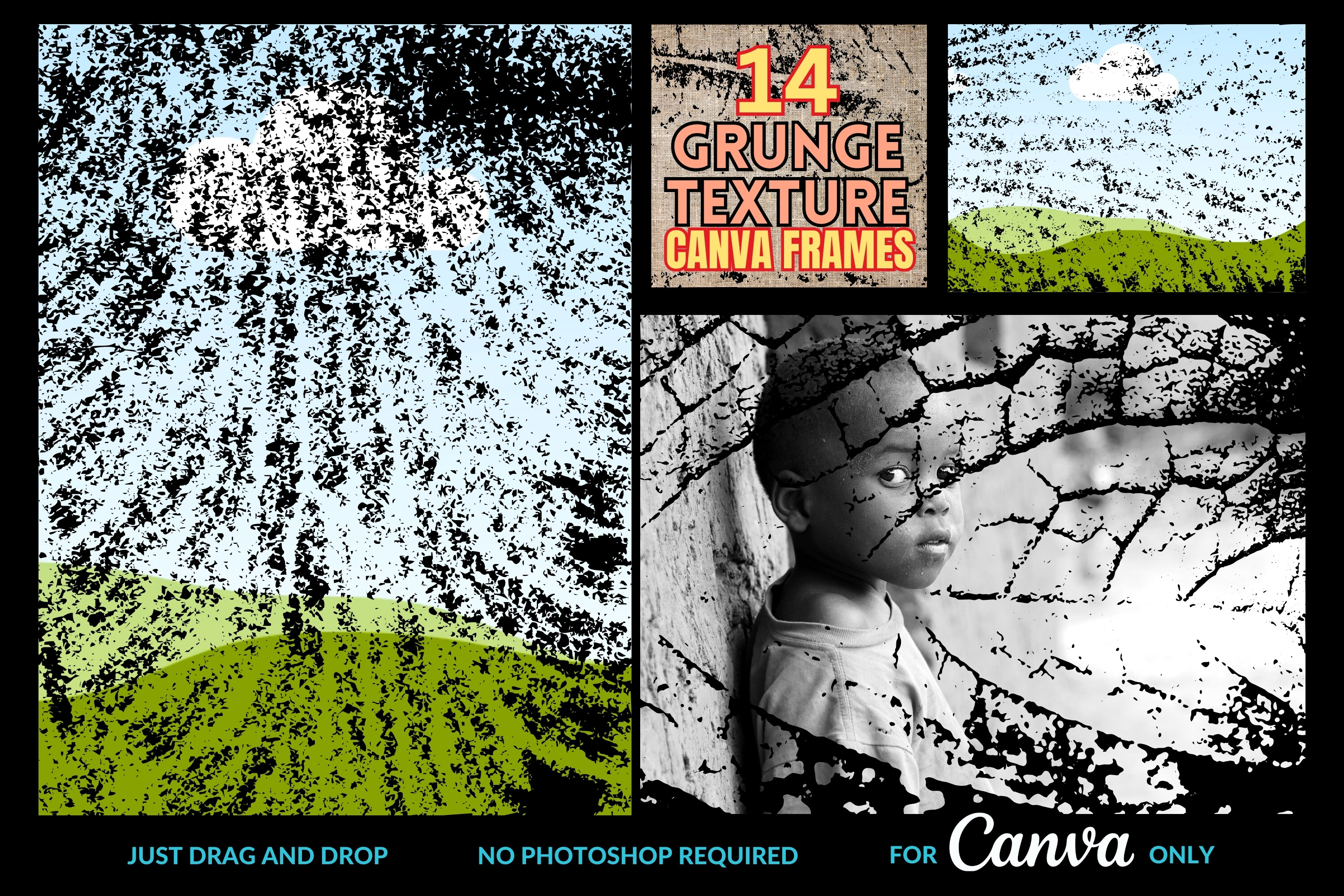 14 Grunge Textures Canva Frames