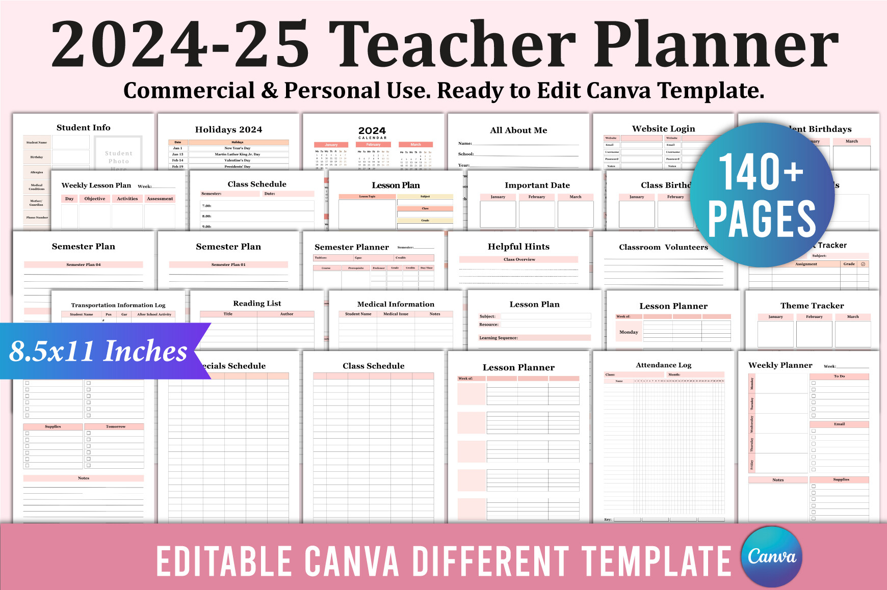 2024-25 Teacher Planner for Canva KDP Graphic by Shumaya · Creative Fabrica