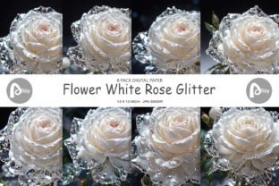 Digital Paper Flower White Rose Glitter Graphic by Artnoy · Creative ...