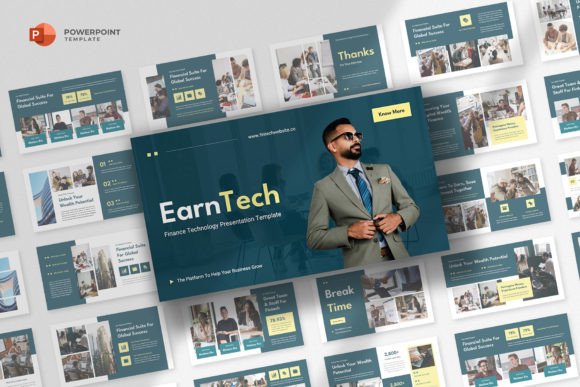 Preview of Fintech Powerpoint Template technology presentation template