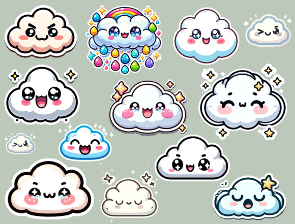 Kawaii Cute Cloud Stickers