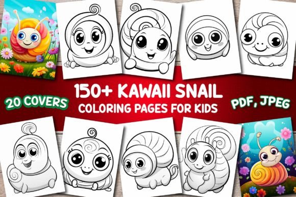 Kawaii Snail Coloring Pages for Kids