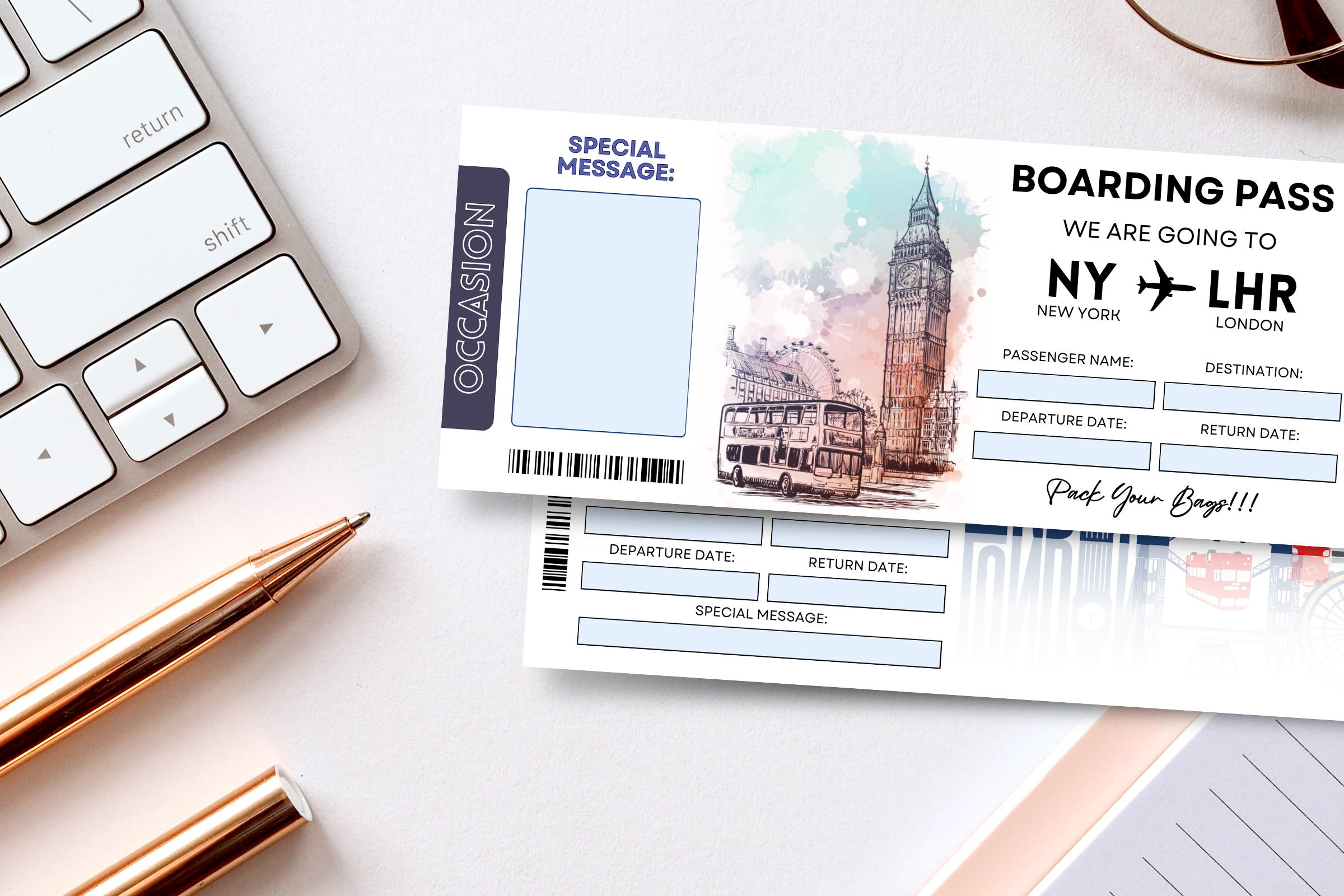 Printable LONDON Surprise Trip Gift