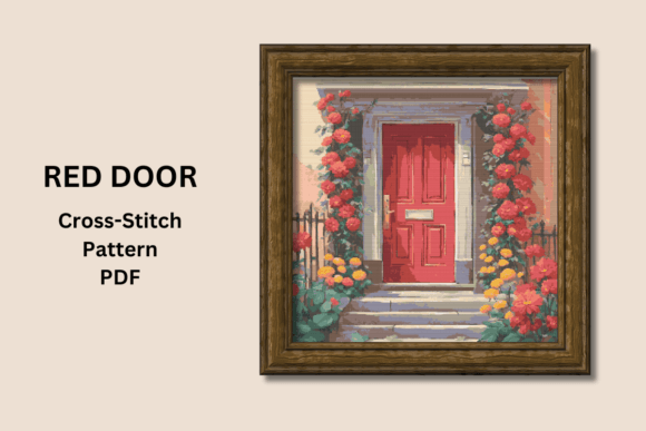 Red Door Cross-Stitch Pattern PDF