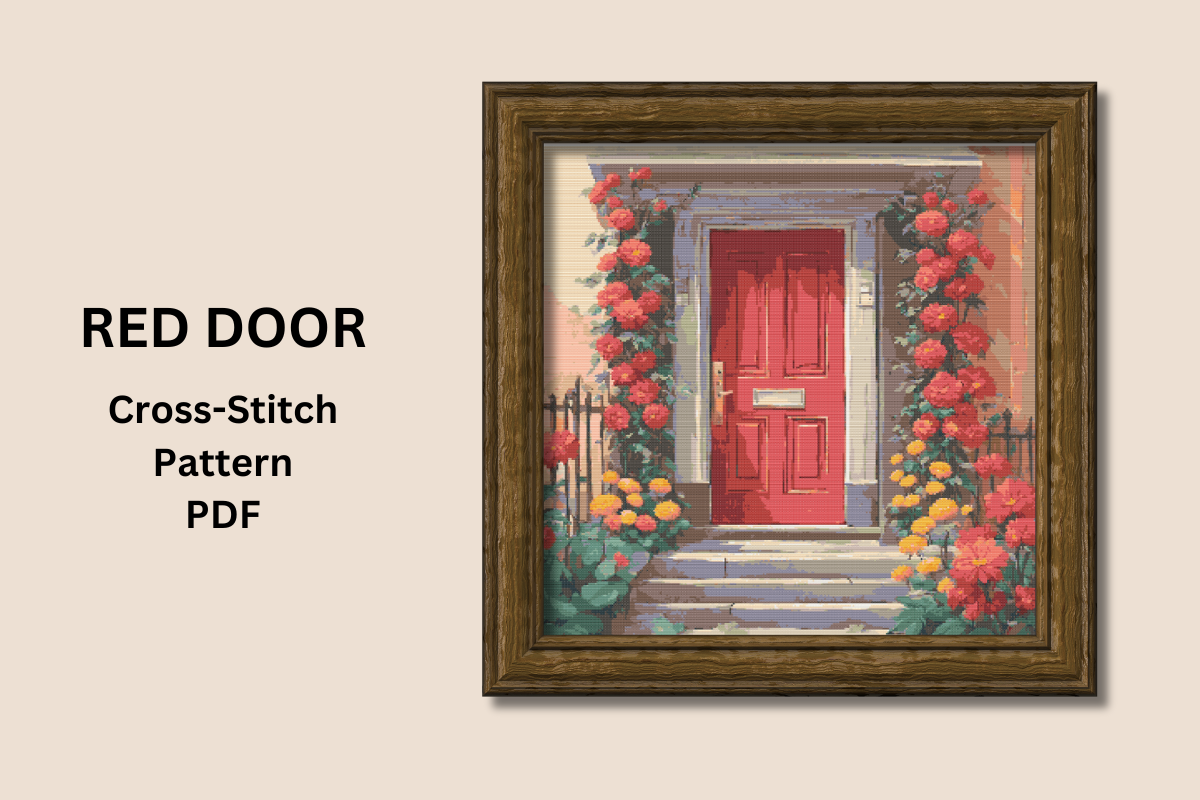 Red Door Cross-Stitch Pattern PDF