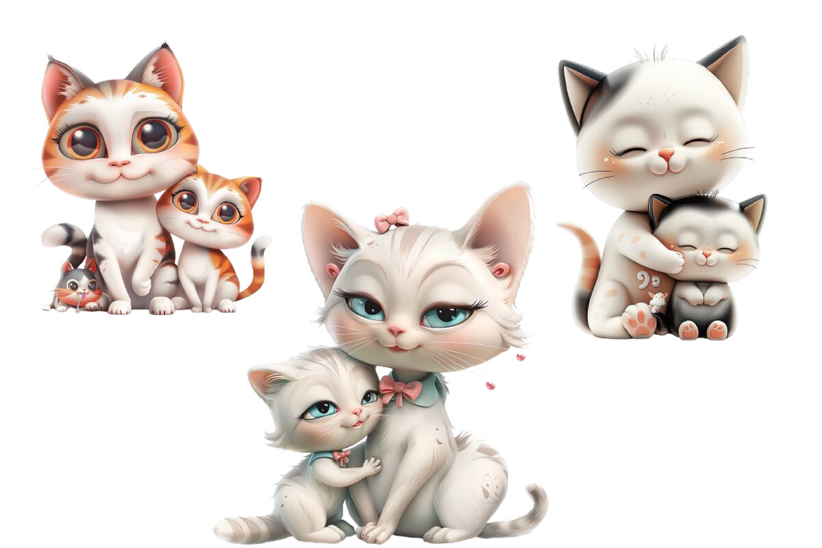 Cartoon Cute Cat Mom and Baby Clipart Graphic by Nayem Khan · Creative ...