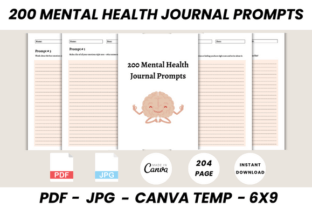 200 Mental Health Journal Prompts Canva Graphic by DIGITAL PRINT BOX ...