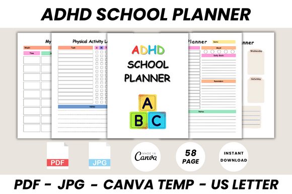 ADHD School Planner Canva Template Graphic Classroom Resources By DIGITAL PRINT BOX
