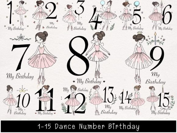 Ballerina Birthday Numbers Sublimation