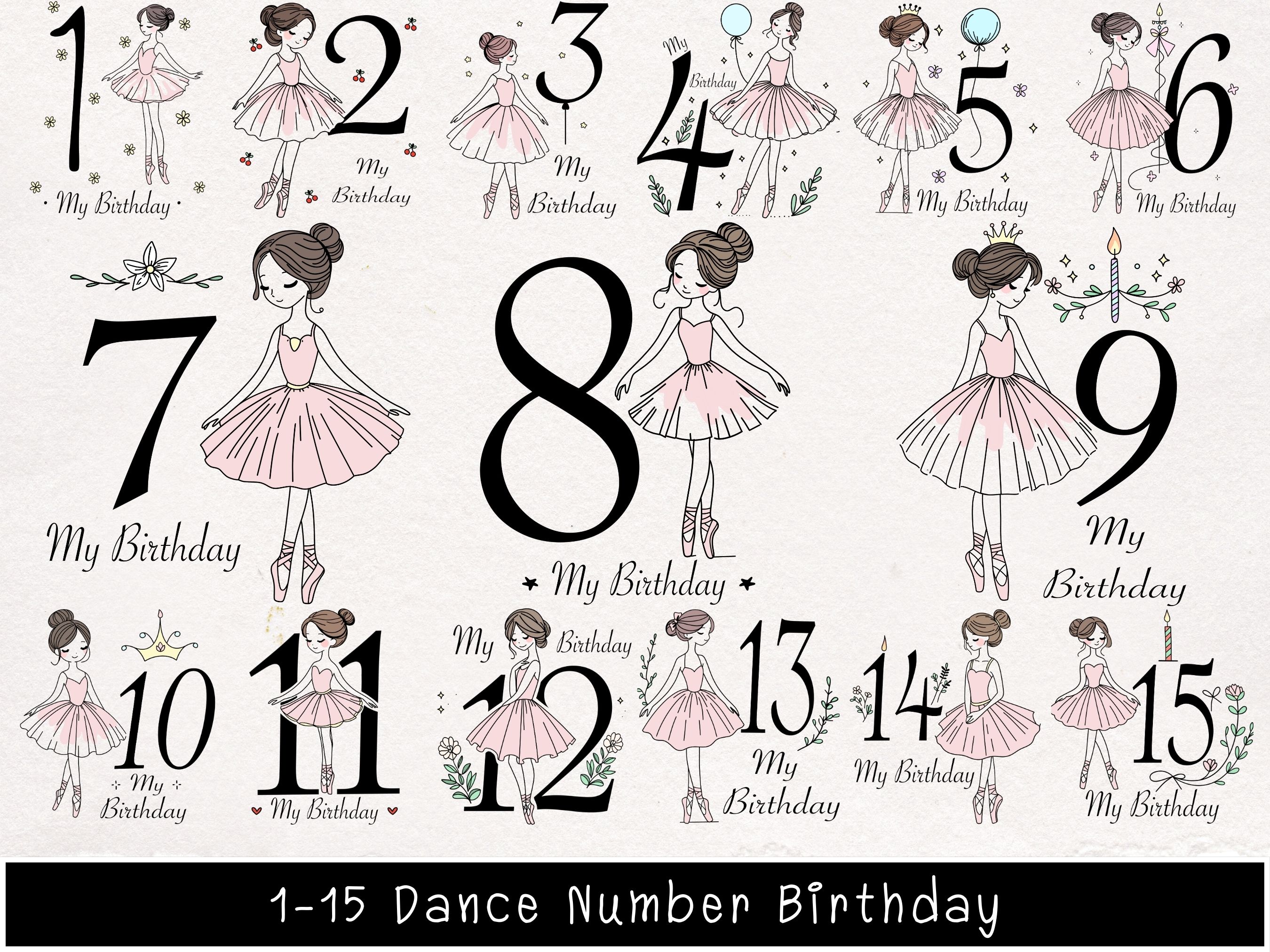 Ballerina Birthday Numbers Sublimation