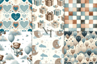 Blue Teddy Bear Baby Boy Digital Paper Graphic by Nam Tiwa · Creative ...