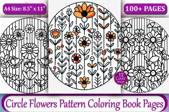 Circle Flower Pattern Coloring Book Page