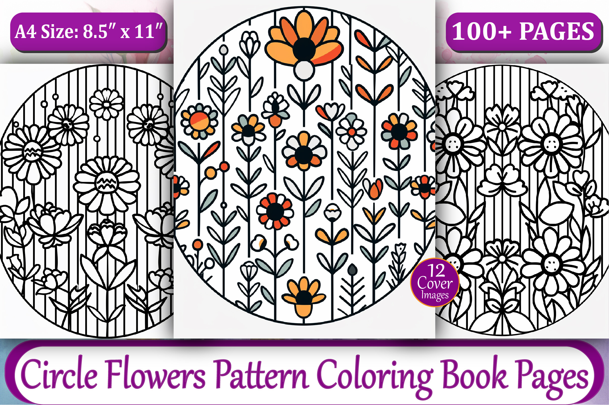 Circle Flower Pattern Coloring Book Page
