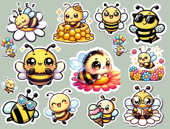 Kawaii Cute Bee Stickers