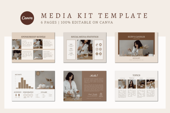 Media Kit Canva template using free elements
