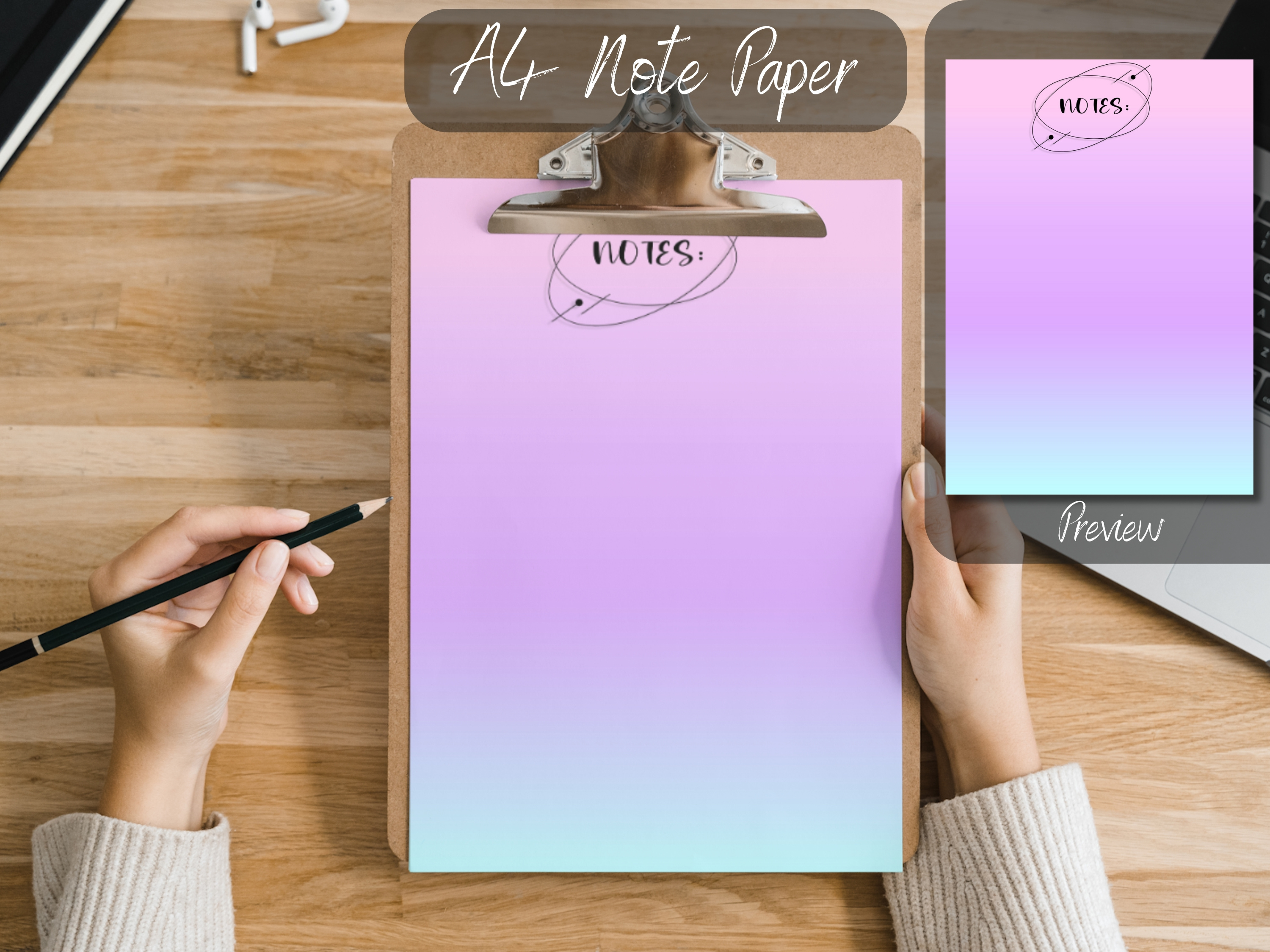 Pastel A4 Printable Note Paper Graphic by Maesa Aberim · Creative Fabrica