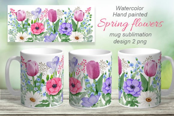 Sublimation Mug Spring Flowers Graphics