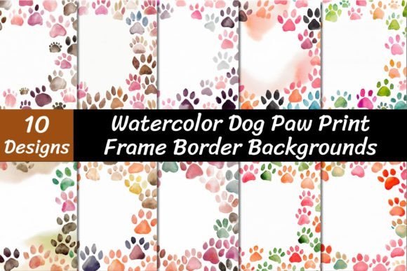 Watercolor Dog Paw Print Backgrounds