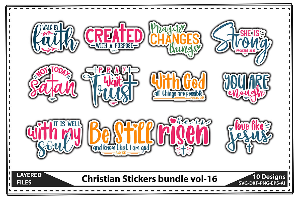Christian Stickers Bundle Vol-16 Graphic by Craft Store · Creative Fabrica
