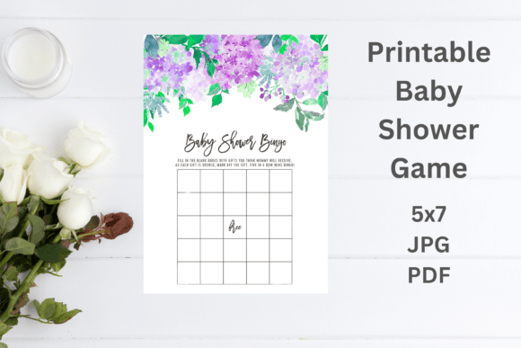 Printable Purple Bingo Baby Shower Game