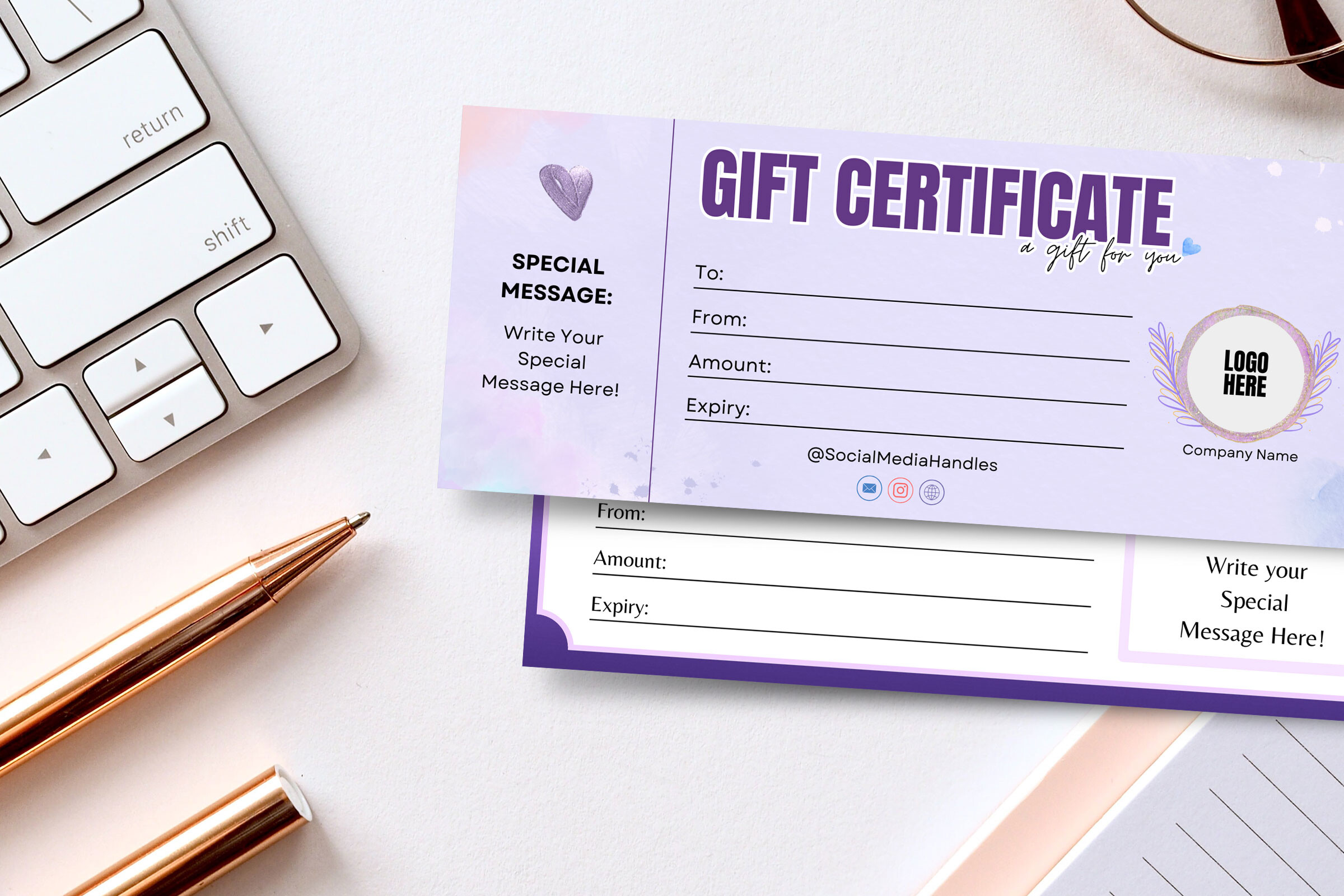 Purple Lilac Gift Certificate Canva Temp