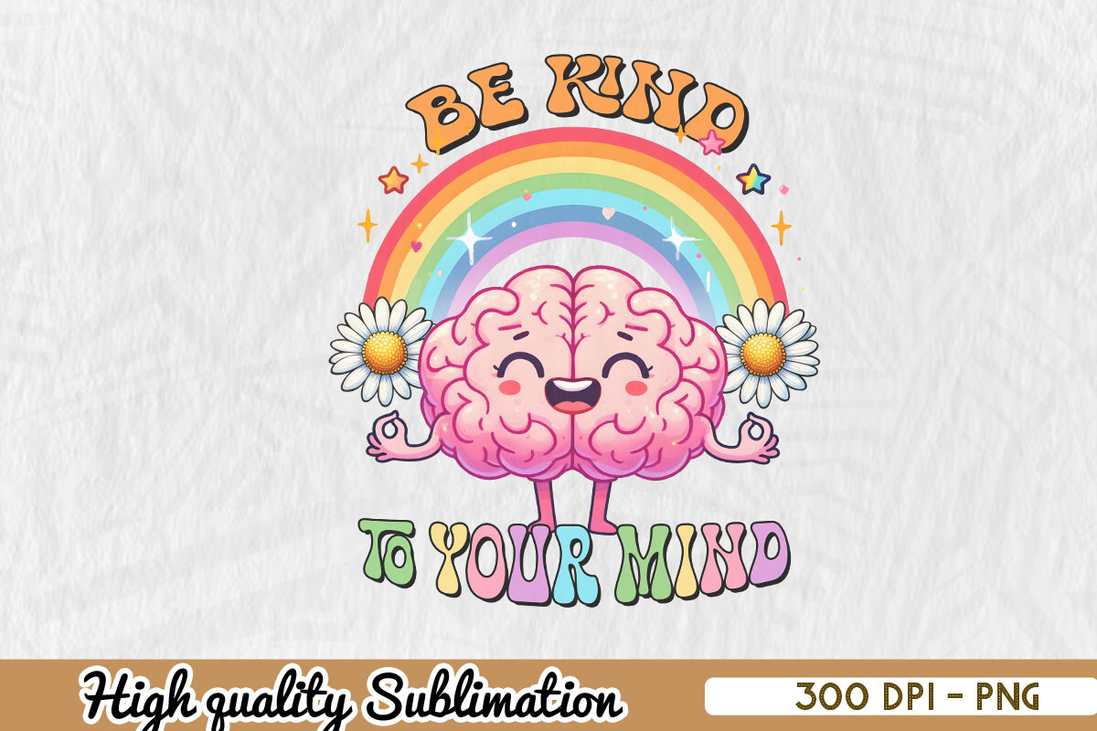 Retro Brain Floral Mental Health PNG Graphic by Zanynoti · Creative Fabrica