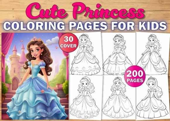 200 Princess Coloring Pages for Kids KDP
