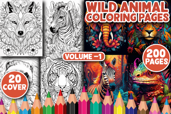 200 Wild Animal Coloring Pages for Adult Graphic by Printable Crafts ...
