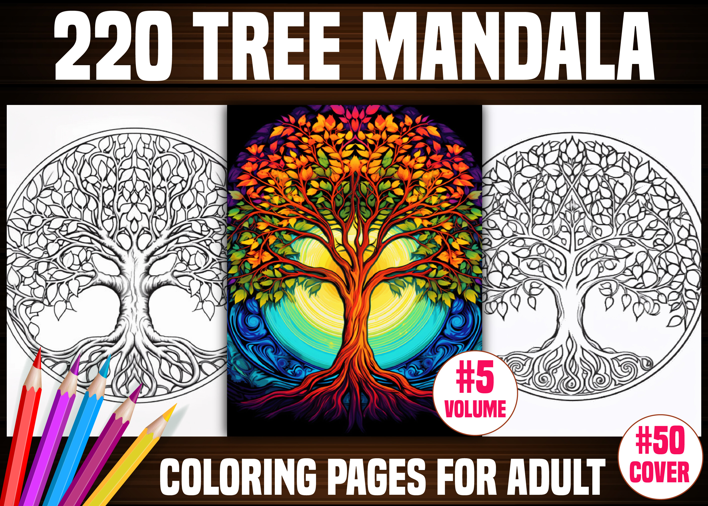 220 Tree Mandala Coloring Pages - KDP