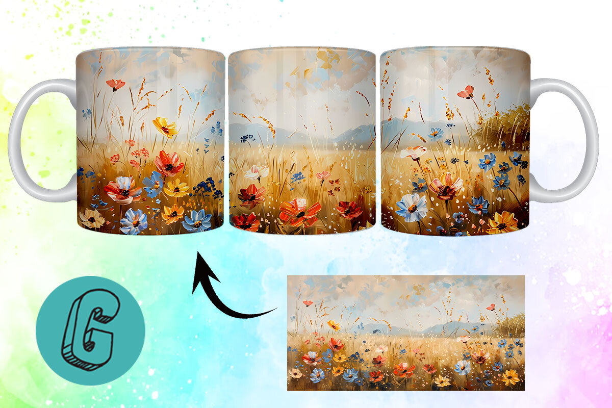 3D Oil Paint Wildflowers Mug Wrap 01 Graphic by Glamour · Creative Fabrica