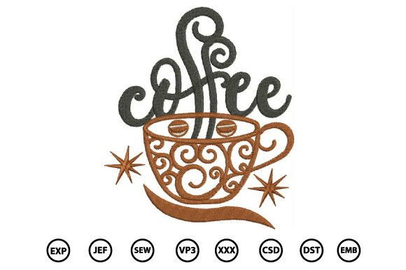 Coffee Embroidery Design