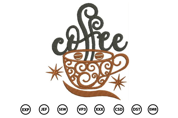 Coffee Embroidery Design