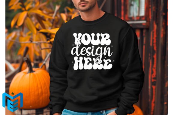 Gildan Halloween 18000 Sweatshirt Mockup Graphic Hoodies & Sweatshirts By MockupsEasy