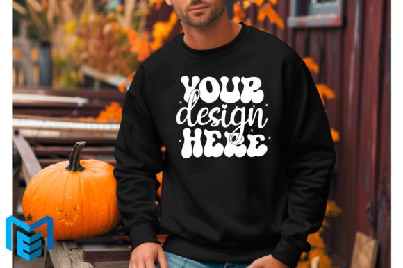 Gildan Halloween 18000 Sweatshirt Mockup Graphic Hoodies & Sweatshirts By MockupsEasy