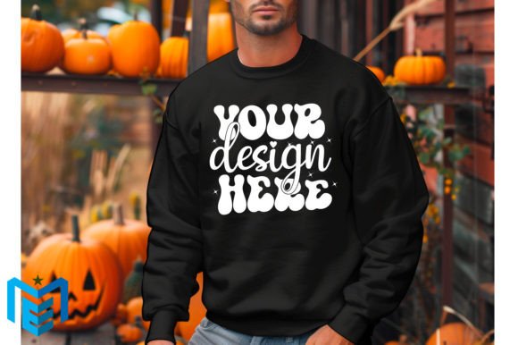 Gildan Halloween 18000 Sweatshirt Mockup Afbeelding Hoodies & Sweatshirts Door MockupsEasy