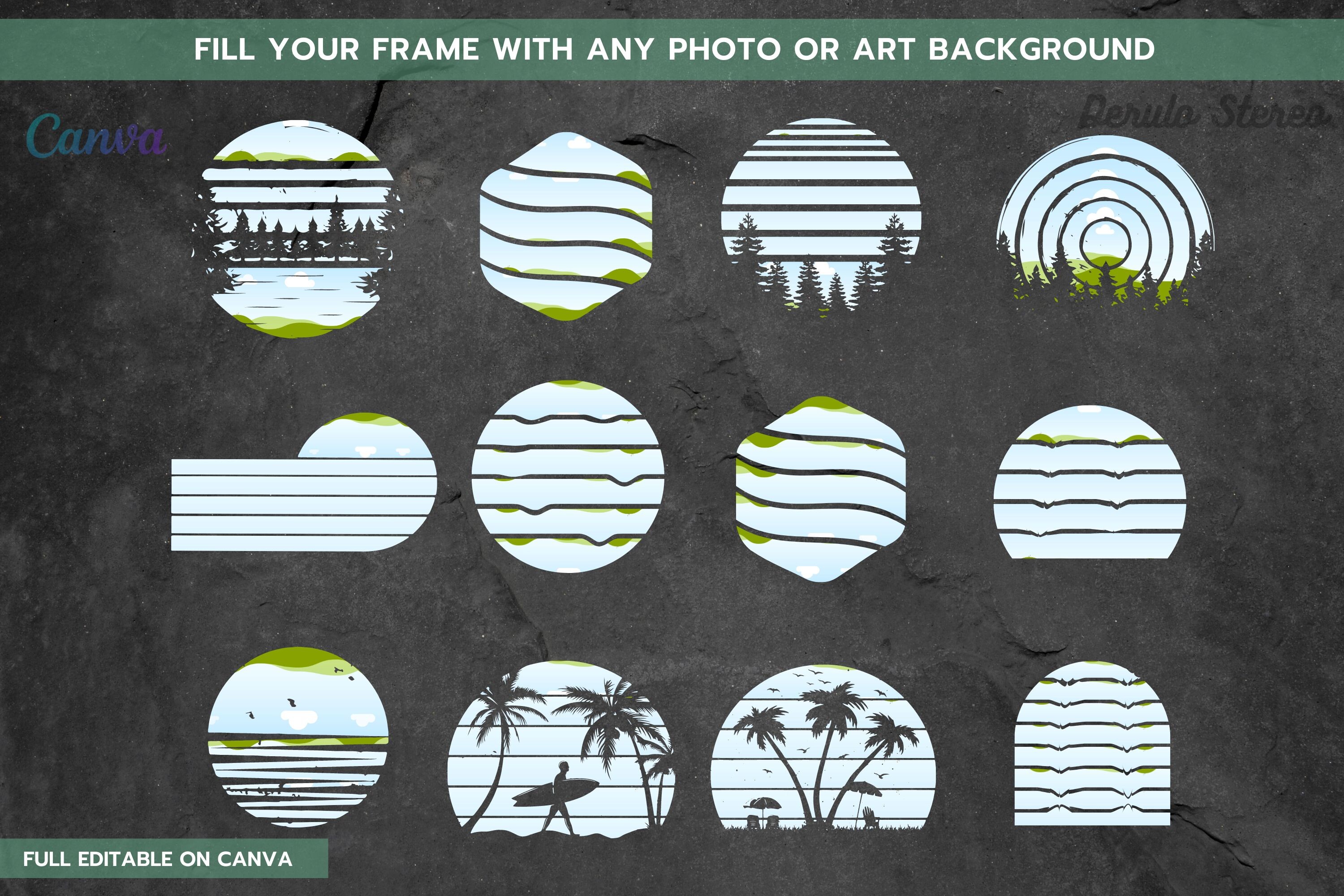 Retro Sunset Frame Collect Canva Frame