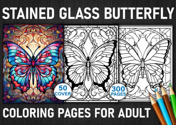 300 Stained Glass Butterfly Coloring Pages