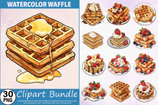 Watercolor Waffle Clipart PNG Bundle Graphic by Regulrcrative ...