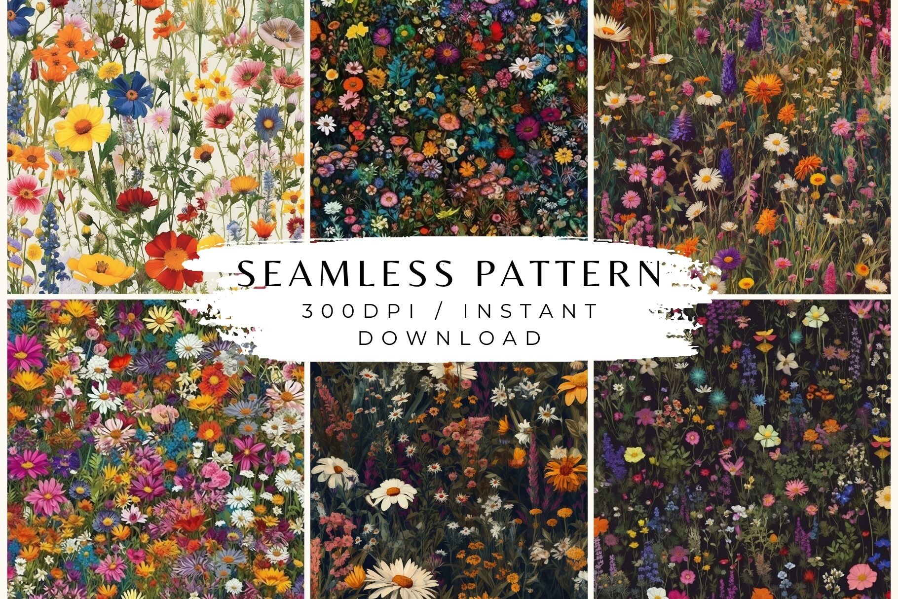 Wildflower Meadow Seamless Pattern Set Graphic by Inknfolly · Creative ...