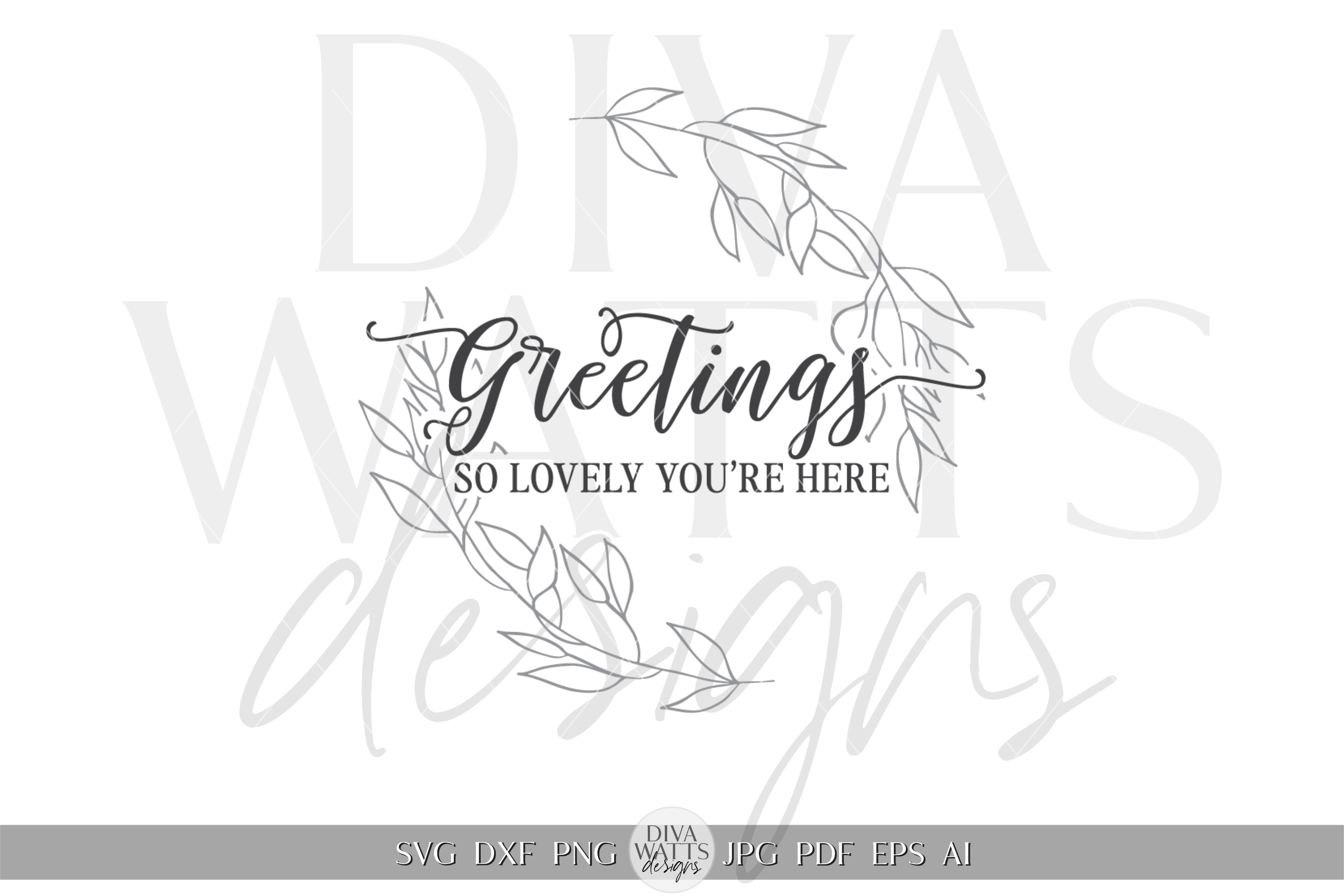 Wreath Greetings Illustration SVG Graphic by Diva Watts Designs ...