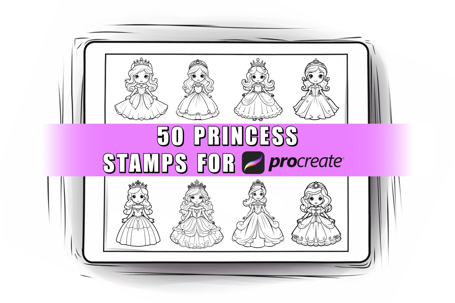 50 Princess Procreate Stamps Brushes Graphic by ProcreateSale ...