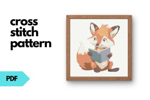 Cute Fox Reading Cross Stitch Pattern