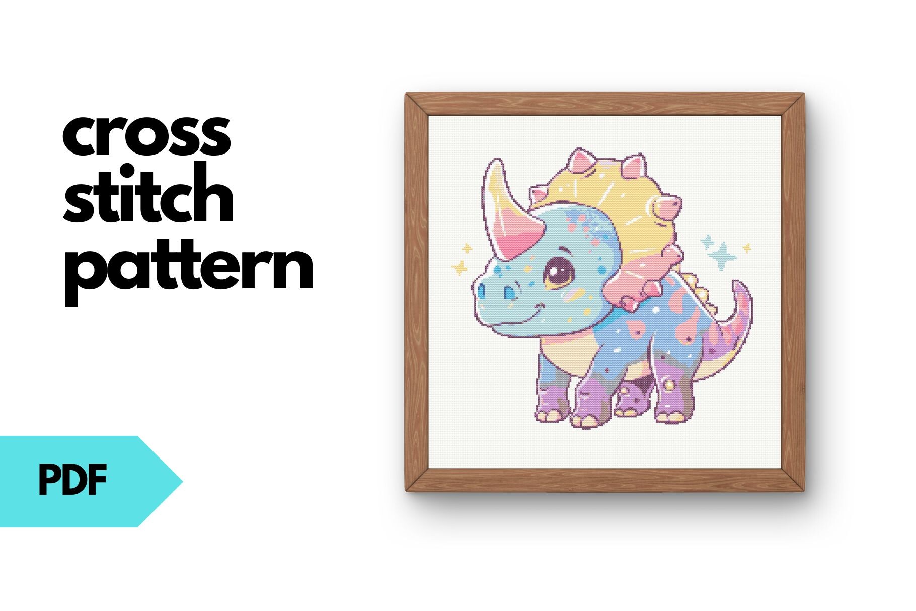 Cute Triceratops Cross Stitch Pattern