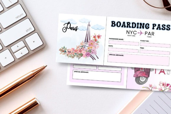 Editable Paris Boarding Pass Canva