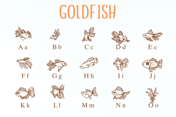 Gold Fish Font PNG with transparent background - Preview 1